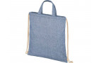 Рюкзак со шнурком Pheebs из 210 г/м2 переработанного хлопка, синий меланж