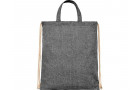 Рюкзак со шнурком Pheebs из 210 г/м2 переработанного хлопка, черный меланж