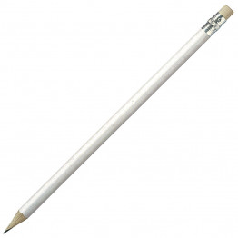 Карандаш простой с ластиком GODIVA, белый, 18,6х0,7см,дерево