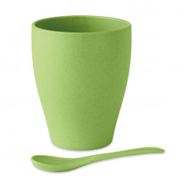 Кружка с ложкой из бамбука