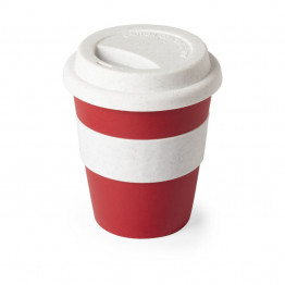 Стакан FLIKER с крышкой, красный, 350мл,11,4х9,5см,полипропилен с бамбуковым волокном,силикон