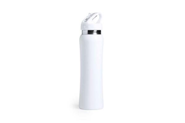 Бутылка для воды SMALY с трубочкой, белый, 800 мл,  нержавеющая сталь