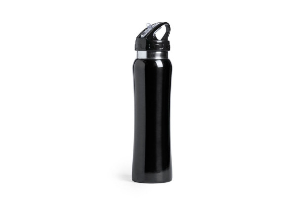 Бутылка для воды SMALY с трубочкой, черный, 800 мл, нержавеющая сталь