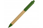 Ручка картонная пластиковая шариковая Эко 2.0, бежевый/зеленый
