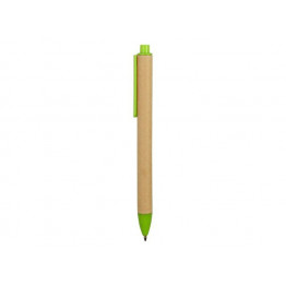 Ручка картонная пластиковая шариковая Эко 2.0, бежевый/зеленое яблоко