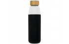Стеклянная спортивная бутылка Kai с деревянной крышкой и объемом 540 мл, черный