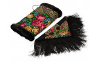 Подарочный набор: Павлопосадский платок, муфта, черный/разноцветный