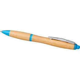 Шариковая ручка Nash из бамбука, натуральный/голубой