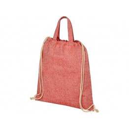 Рюкзак со шнурком Pheebs из 210 г/м2 переработанного хлопка, красный меланж