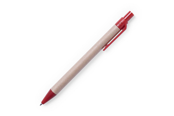 Ручка шариковая VATUM, красный, переработанный картон, PLA-полимолочная кислота, 13,7 см