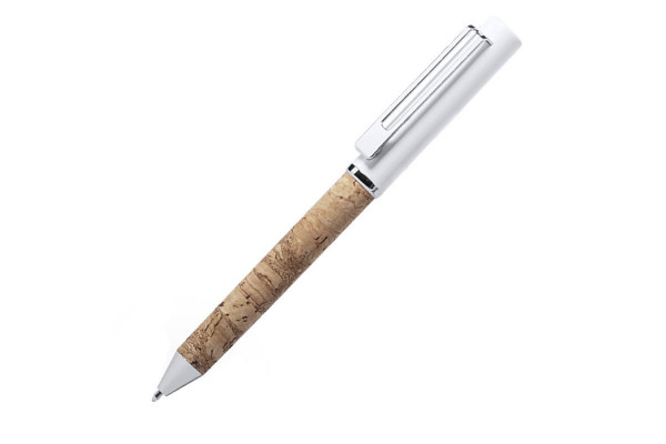 Ручка шариковая SILIAX, белый, натуральная пробка, металл, 13,7 см