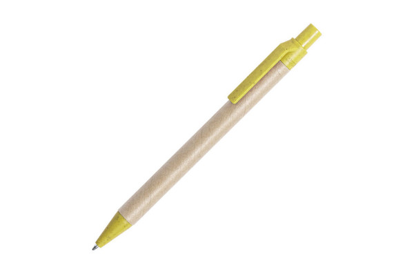 Ручка шариковая DESOK, желтый, переработанный картон, пшеничная солома, ABS пластик, 13,7 см