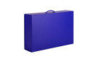 Коробка  складная подарочная  с ручкой,  синий, 37x25 x10cm,  кашированный картон, тисн,  шелкогр.