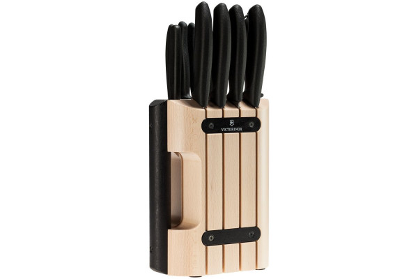 Набор из 10 кухонных ножей Victorinox Swiss Classic в деревянной подставке с овощечисткой