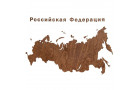 Деревянная карта России с названиями городов, орех