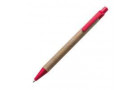 Шариковая ЭКО ручка из картона  с пластиковым клипом, кнопкой и наконечником, красная
