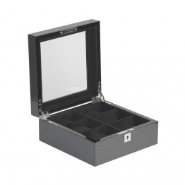 Шкатулка из дерева для 6 часов, цвет серый с черным