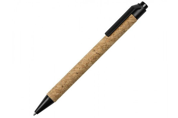 Ручка из пробки и переработанной пшеницы шариковая Evora, пробка/черный
