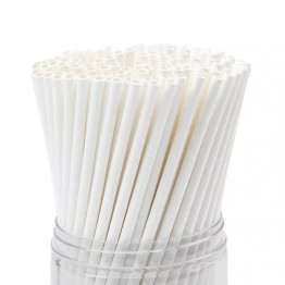 Белая бумажная трубочка , размер 197*6 мм, белая (100 шт в бумажной упаковке), белый