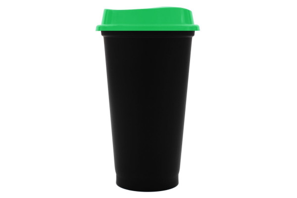 Стакан с крышкой Color Cap Black, черный с зеленым