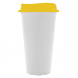 Стакан с крышкой Color Cap White, белый с желтым