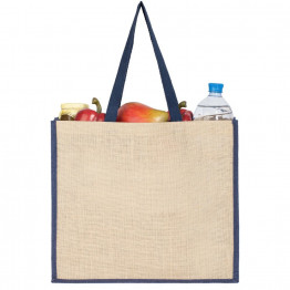 Холщовая сумка для покупок Bagari с синей отделкой