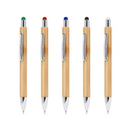 Ручка шариковая PAMPA с цветным стилусом, натуральный/красный