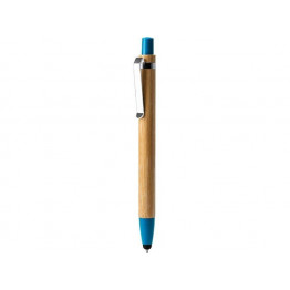 Ручка-стилус шариковая NAGOYA с бамбуковым корпусом, натуральный/голубой
