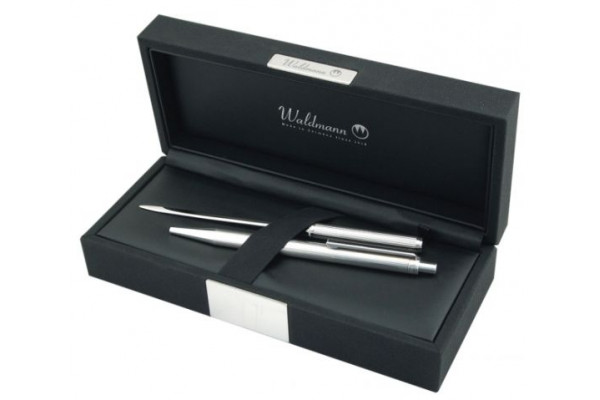 ECO Набор: ручка шариковая и нож для конвертов, серебряный, дизайн-линии