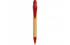 Ручка шариковая Листок, бамбук/красный